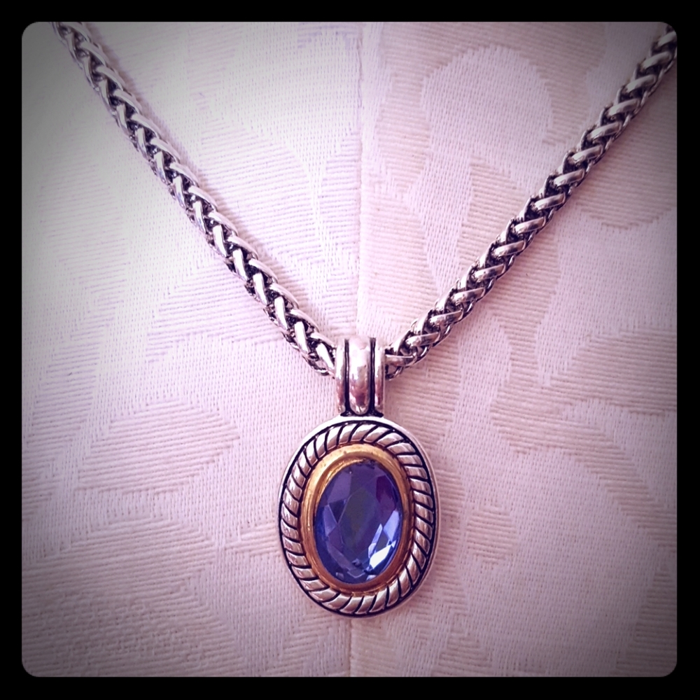 Vintage Necklace Blue Faceted Cabochon nwOt